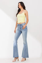 Load image into Gallery viewer, High Rise Solid Flare Jeans With Raw Scissor Cut Hem