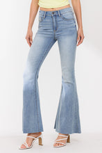 Load image into Gallery viewer, High Rise Solid Flare Jeans With Raw Scissor Cut Hem