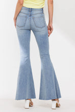 Load image into Gallery viewer, High Rise Solid Flare Jeans With Raw Scissor Cut Hem