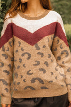 Load image into Gallery viewer, Multi Color Chevron Leopard Print Sweater Pullover