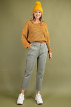 Load image into Gallery viewer, Stripe Tape On Side Washed Stretch Twill Cropped Pants