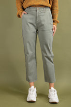 Load image into Gallery viewer, Stripe Tape On Side Washed Stretch Twill Cropped Pants