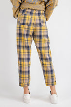 Load image into Gallery viewer, Plaid Washed Tie Waisted Straight Legs Pants