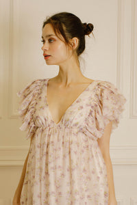 Roses Print Babydoll Mini Dress