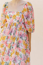 Load image into Gallery viewer, Multi-Color Roses Midi Baby Doll Dress