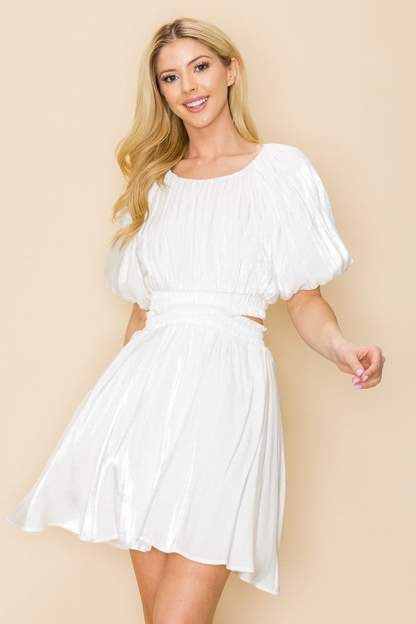 Bubble Short Sleeve Mini Dress