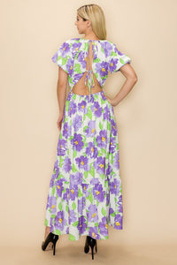 Floral Print Short Sleeve Maxi Dress