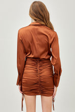 Load image into Gallery viewer, Side Tie Ruched Collar Dress